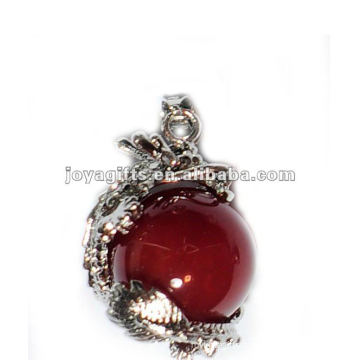 Dragon Ball Pendant with 15MM Red Agate Spheres